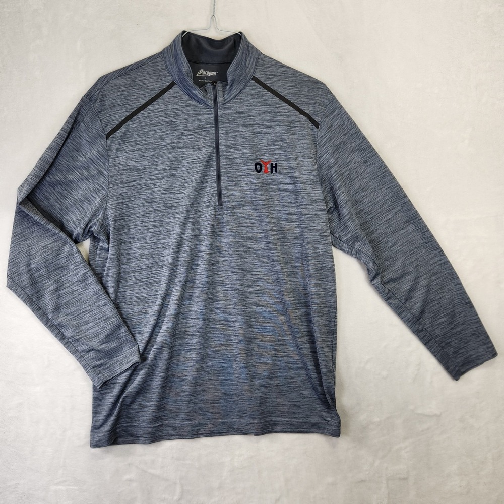 Paragon Mens Quarter Zip Pullover Athletic Shirt LS Blue‎ Heather OTH Size L